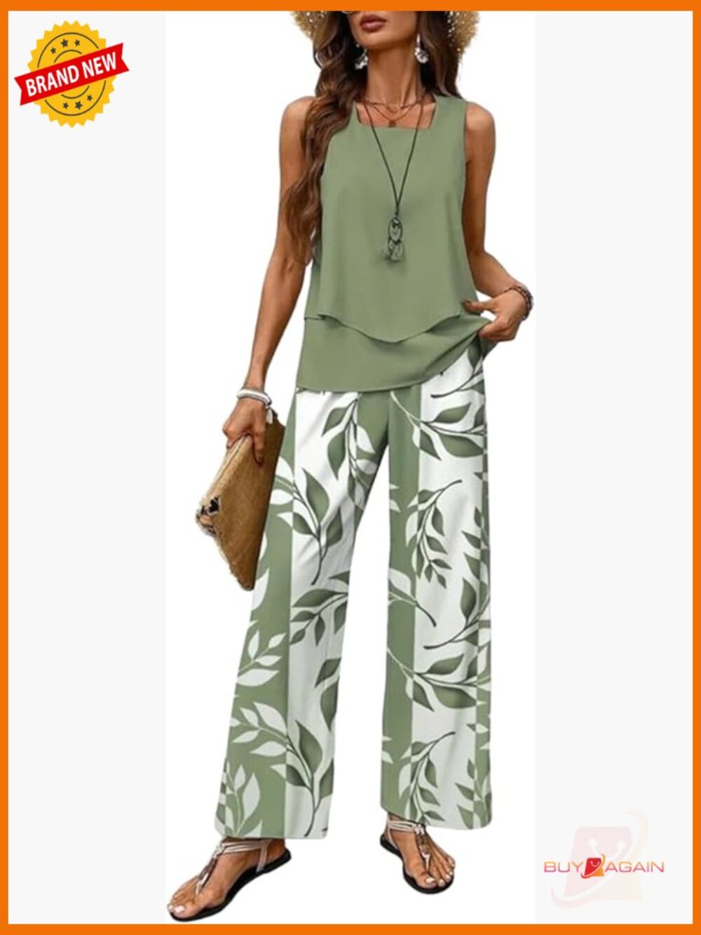 Sleeveless Tiered Vest Top & Wide Leg Pants Lounge Set
